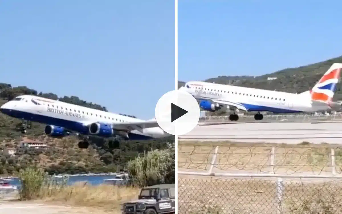 Unbelievable footage shows commercial plane executing high-stakes landing just over tourists’ heads