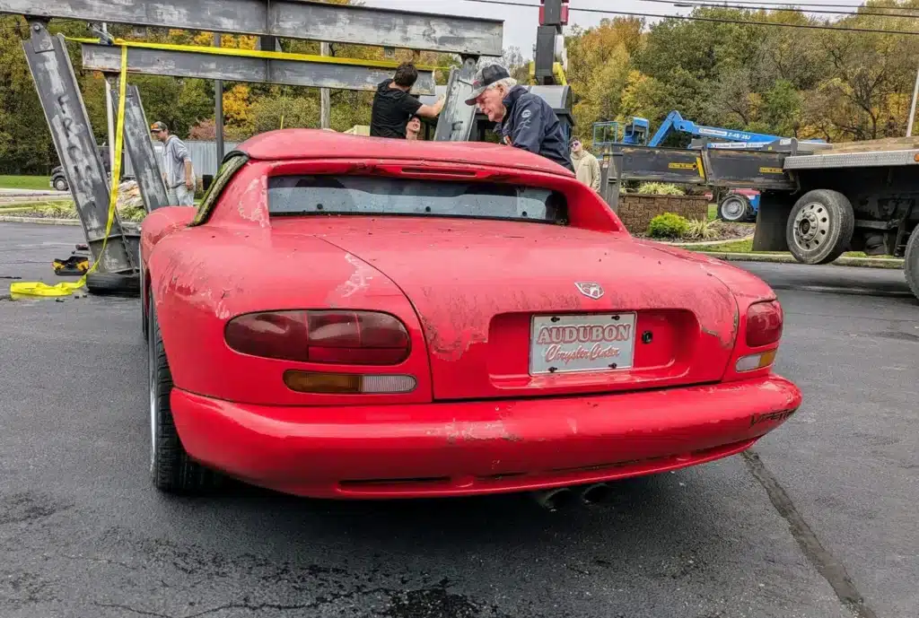 Dodge Viper atop dealership sign for 28 years held surprise