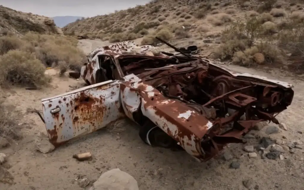 Man found an abandoned 1972 Dodge Charger in the California desert and it made for a tragic sight