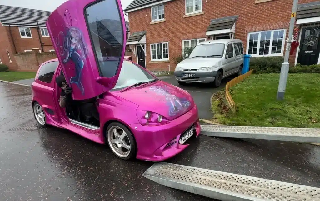 man bought the worst Christmas present ever a pink Toyota Yaris