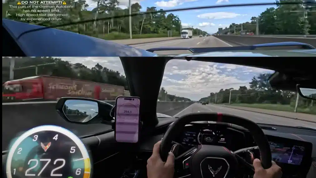 Chevrolet Corvette Stingray goes full throttle on Autobahn and hits top speed legally