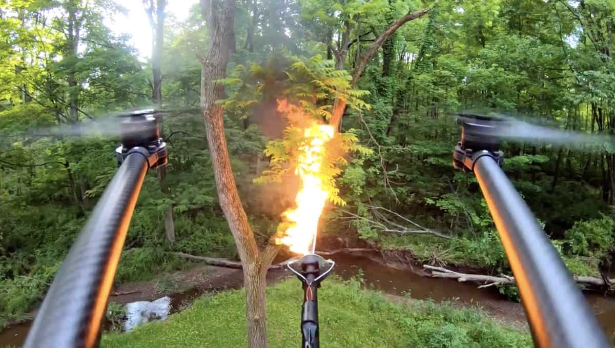 Flamethrowing drone