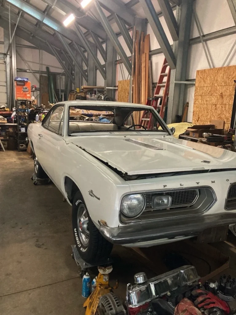 Abandoned for 15 years, this freshly repainted 1967 Plymouth Barracuda is now up for grabs on eBay - cracked paint, missing motor, big potential