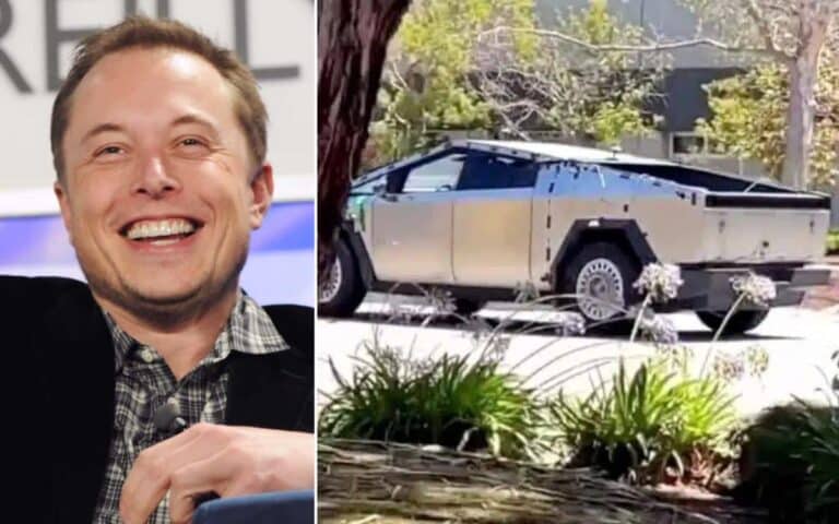 Elon Musk driving Tesla Cybertruck