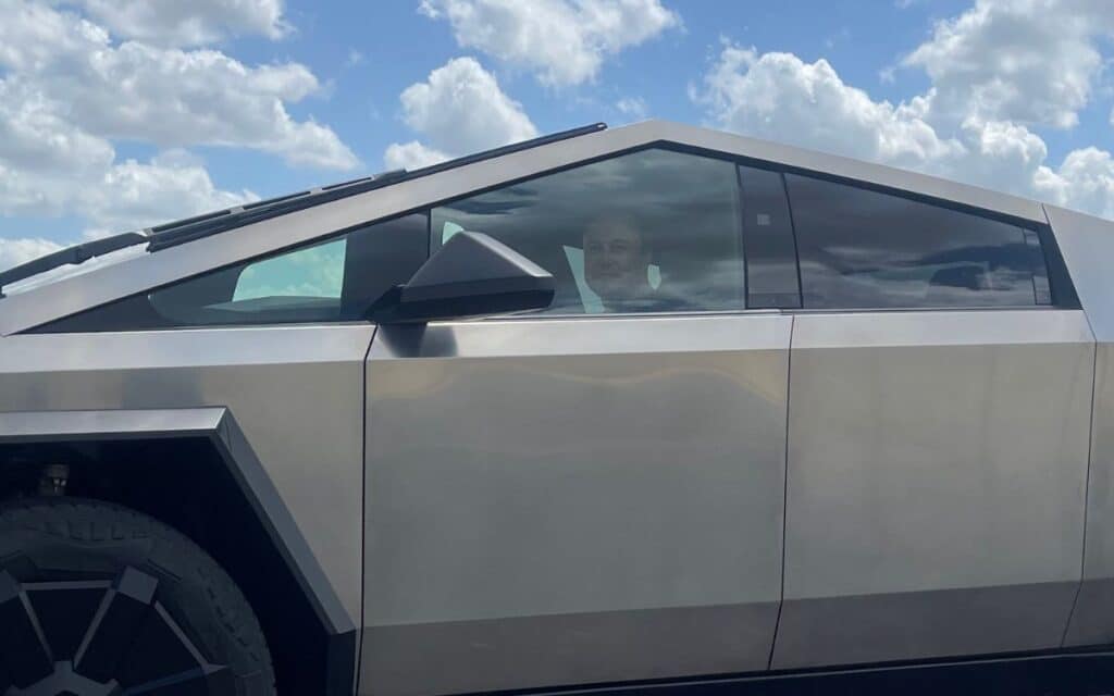 Elon Musk driving the Cybertruck