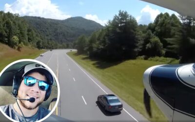 Video captures moment pilot is forced to make an emergency landing on a highway