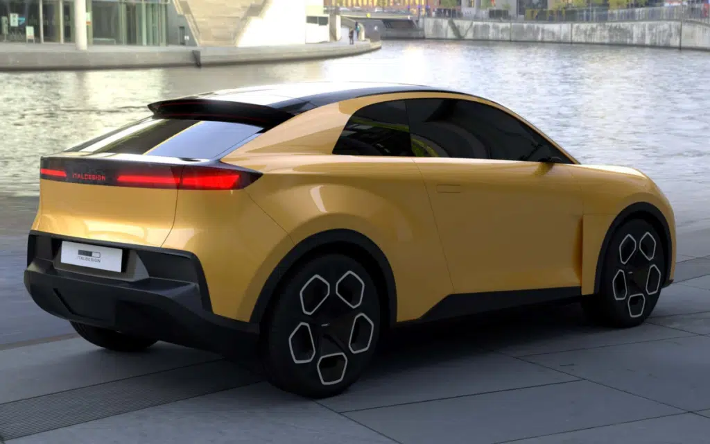 The Volkswagen Italdesign EVX is a sleek electric coupe concept shown only as a hologram - a dream VW car never meant to hit production