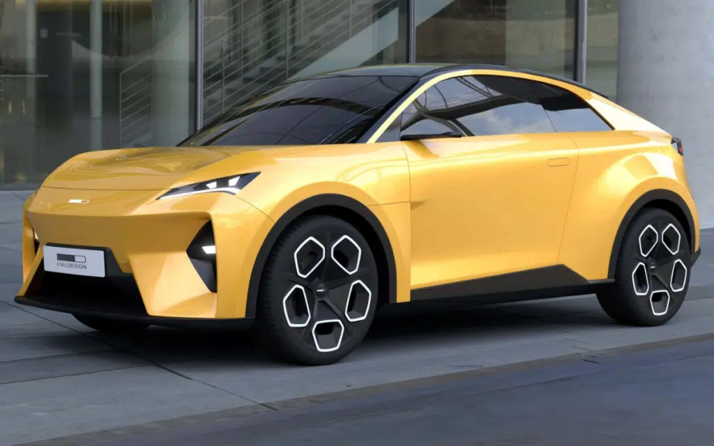 The Volkswagen Italdesign EVX is a sleek electric coupe concept shown only as a hologram - a dream VW car never meant to hit production