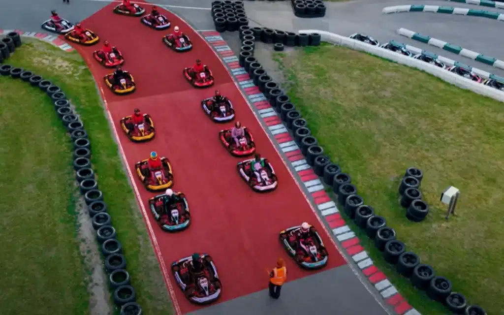 F1 driver Ollie Bearman disguised himself as 'Gerald Stevens' to enter an amateur kart race and went from last on the grid to first at the flag