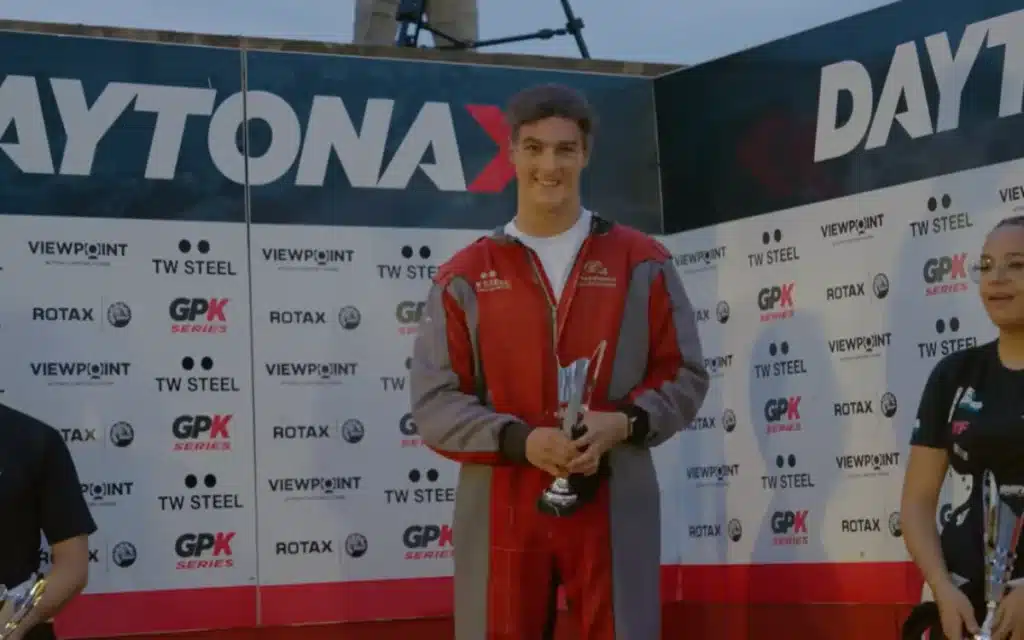 F1 driver Ollie Bearman disguised himself as 'Gerald Stevens' to enter an amateur kart race and went from last on the grid to first at the flag