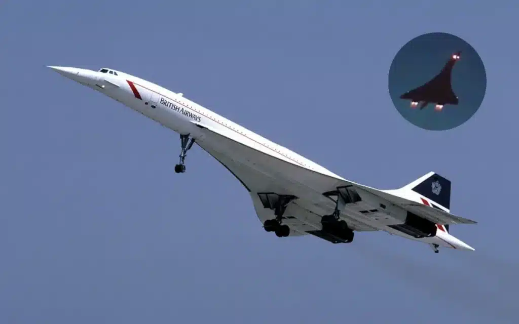 Vintage footage shows Concorde supersonic plane with fiery afterburners