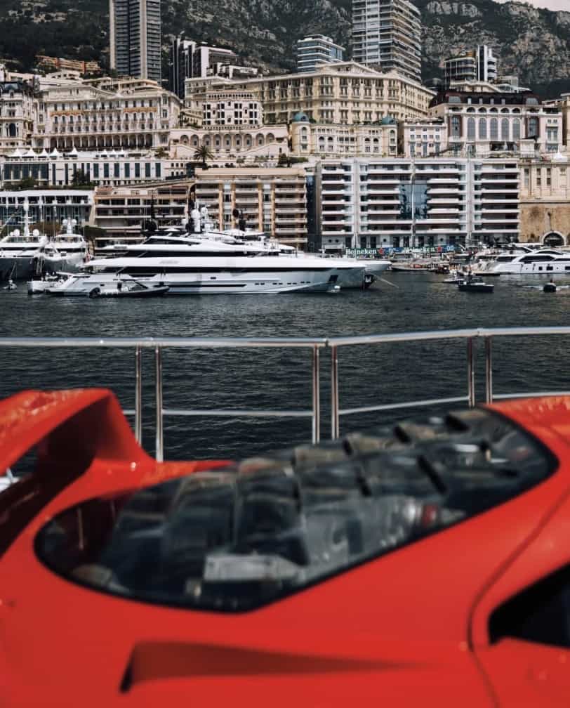 Ferrari F40 on the deck of a yacht in Monaco