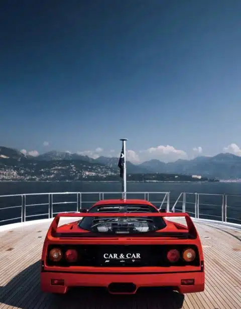 monaco yacht with ferrari on deck