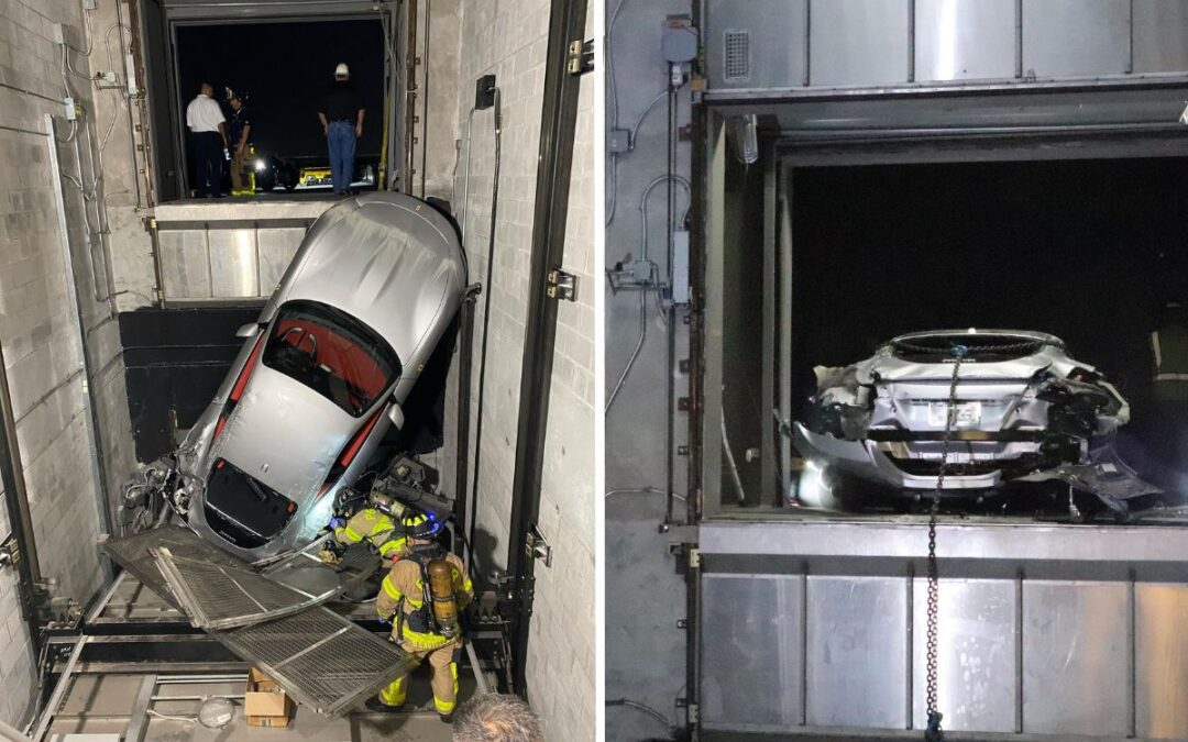 $250,000 Ferrari Roma destroyed after falling off a dealer elevator