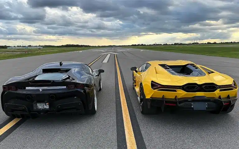 Ferrari SF90 Lamborghini Revuelto drag race