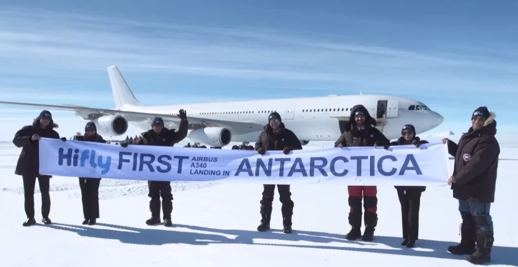 Pilot becomes first ever to land an Airbus A340 in Antarctica in breathtaking and historic footage