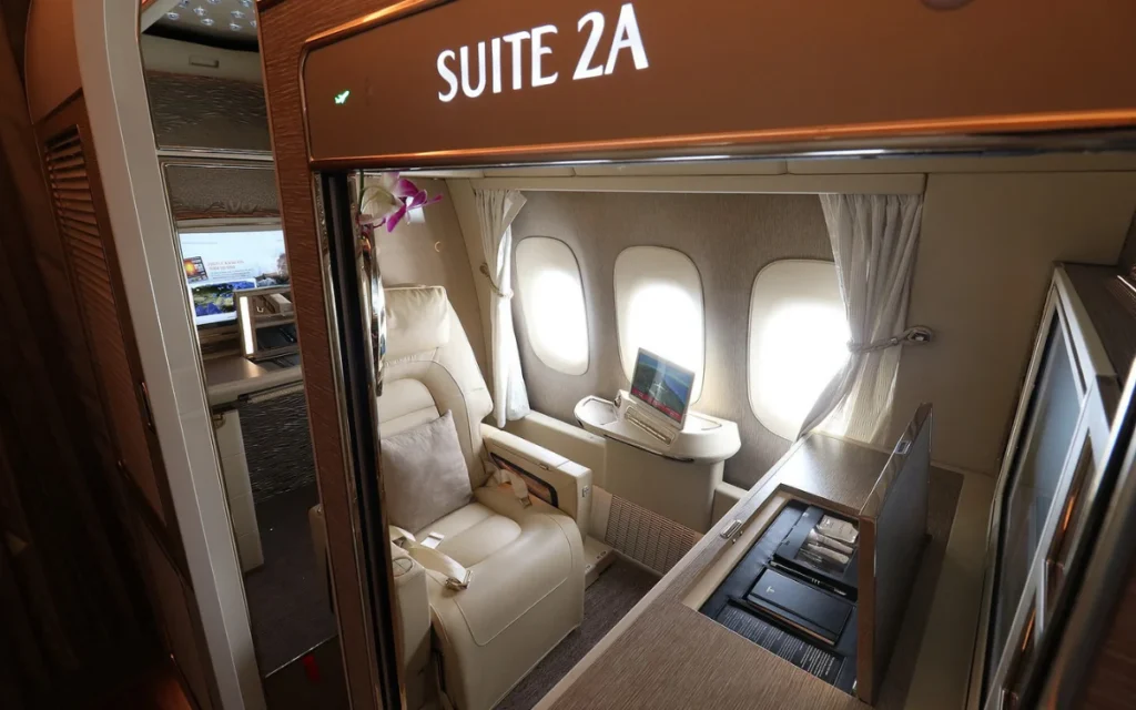 Supercar Blondie cashes in eight years of miles for Emirates First Class, complete with caviar, starlit floors, and a private suite