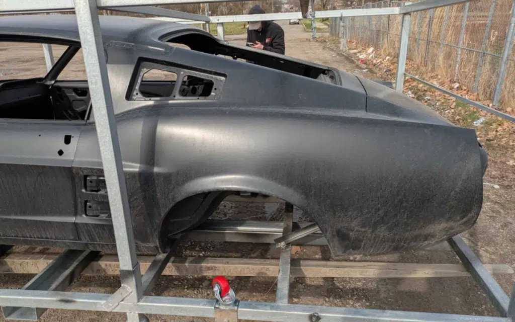 Brand new never used 1967 Ford Mustang Fastback dynacorn body shell sold in Michigan still in the factory crate