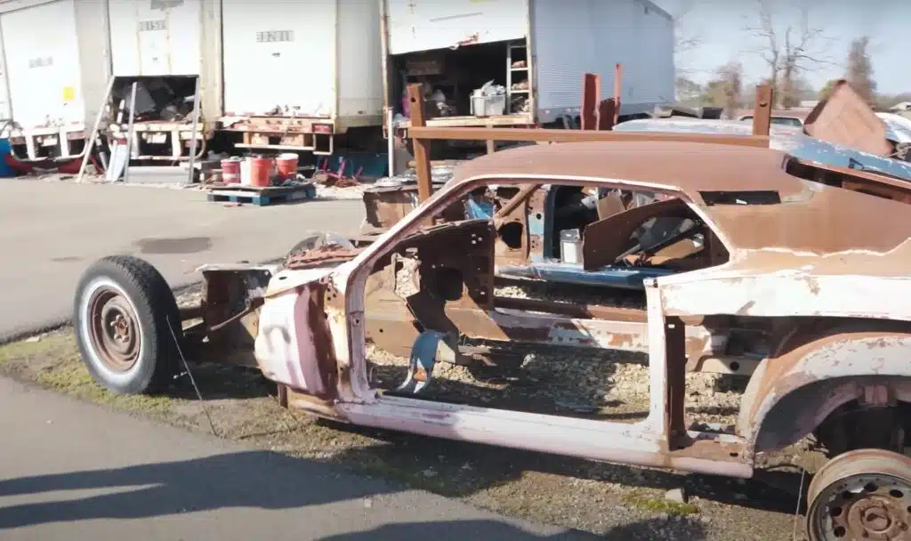 A 1969 Ford Mustang sat in a Oklahoma scrapyard completely dismantled but has a rare detail