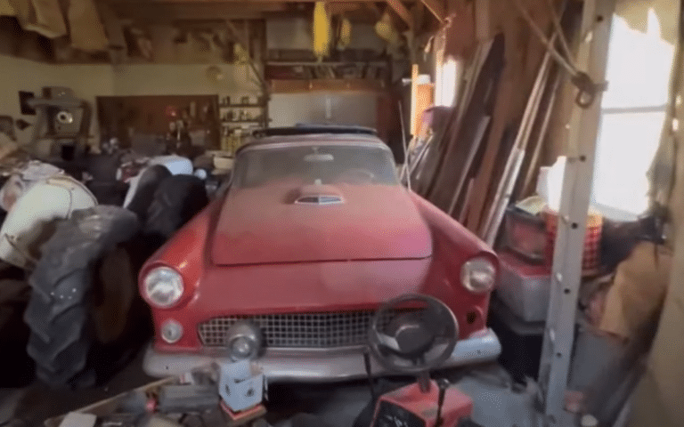 Abandoned Ohio house conceals a well-preserved 1955 Ford Thunderbird