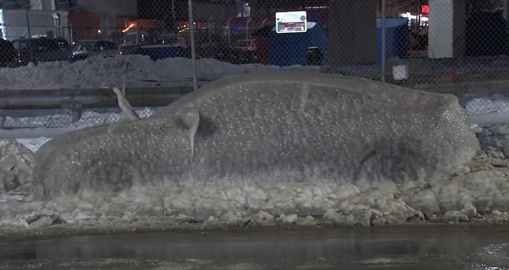 A Honda Civic that became an unlikely Philadelphia tourist attraction after being completely encased in ice, has been removed