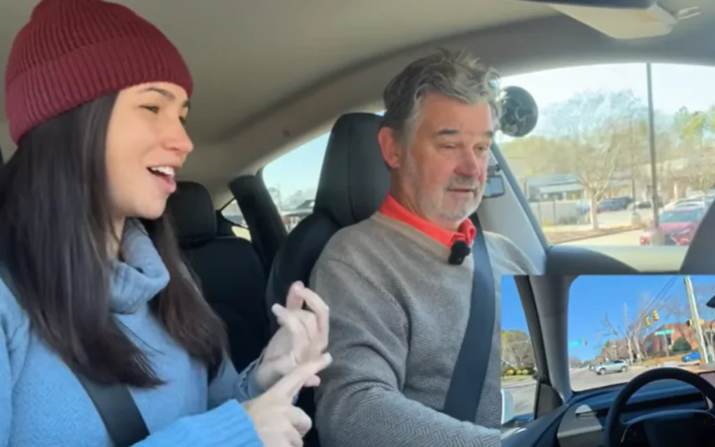 A woman put her dad behind the wheel of a Tesla Model Y to get his thoughts on Full Self-Driving - and it’s fair to say it was quite an experience