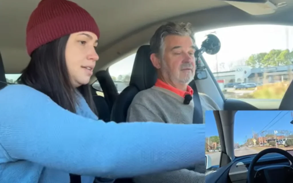A woman put her dad behind the wheel of a Tesla Model Y to get his thoughts on Full Self-Driving - and it’s fair to say it was quite an experience