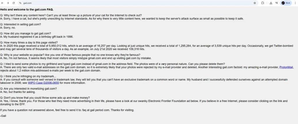 If you accidentally go to gail.com instead of gmail.com you're greeted with something incredible