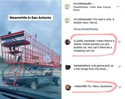 Texas man drives giant shopping cart down the highway