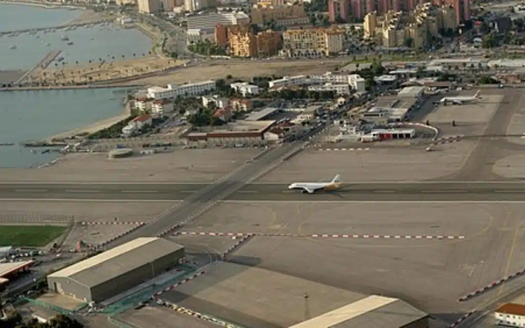 A major road runs through the airport