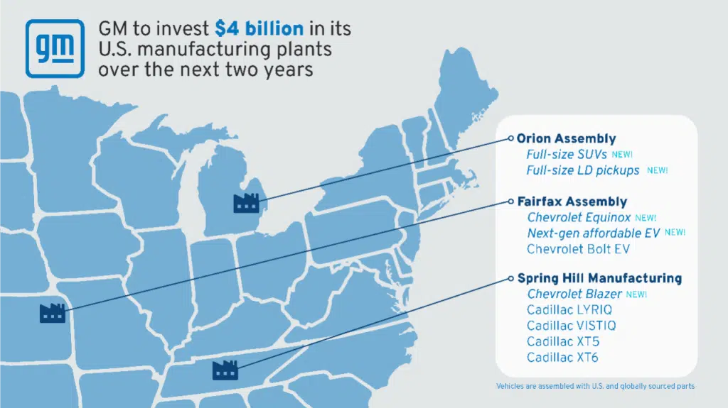 General Motors has pledged $4 billion to make more than 2 million vehicles per year in America