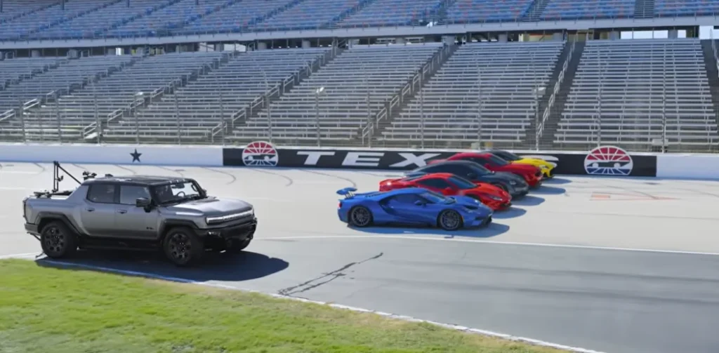 GMC Hummer EV races Ford GT, Dodge Hellcat and three iconic supercars and the video will frustrate car purists