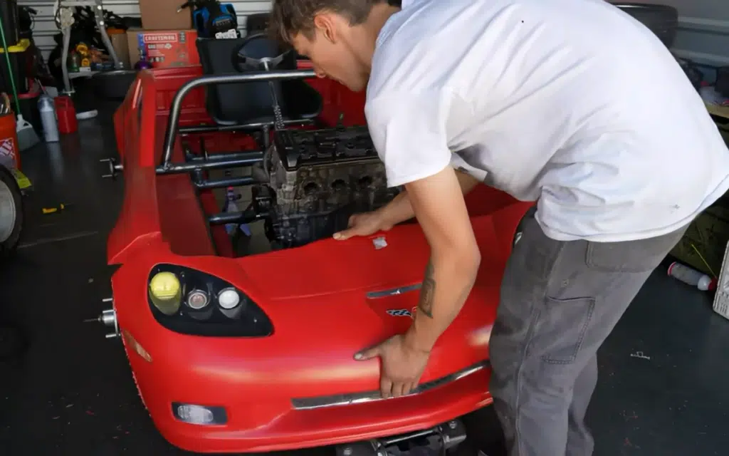 A man converted his childhood Corvette bed into a fully drivable 130 horsepower go-kart, and it looked like a whole lot of fun