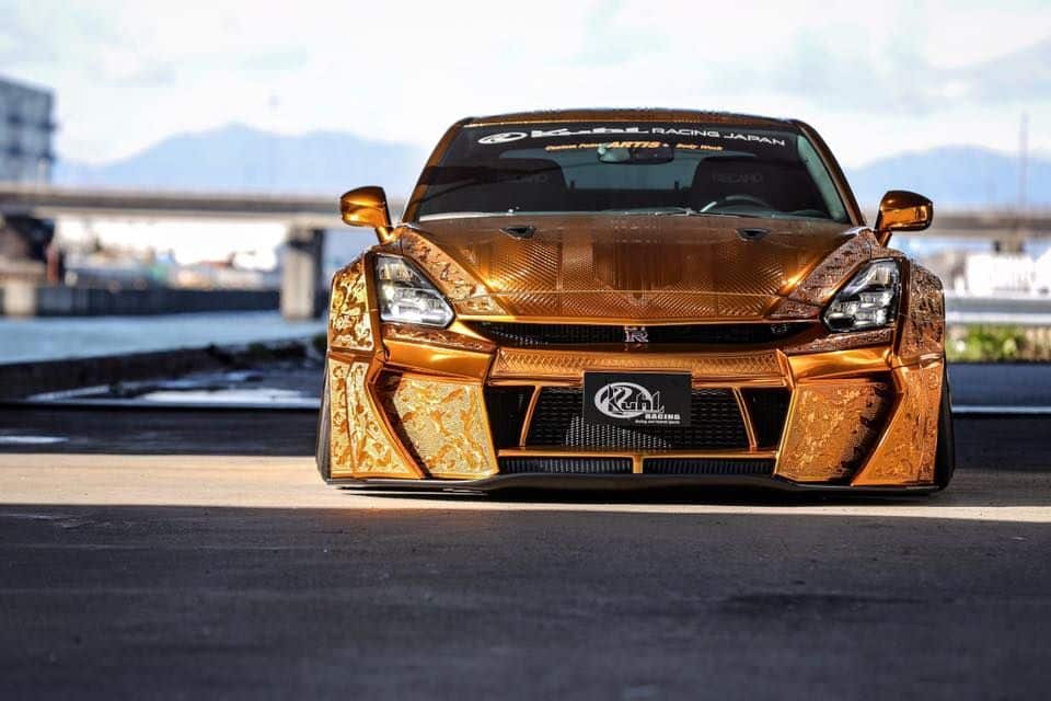 gold-plated Nissan GT-R front