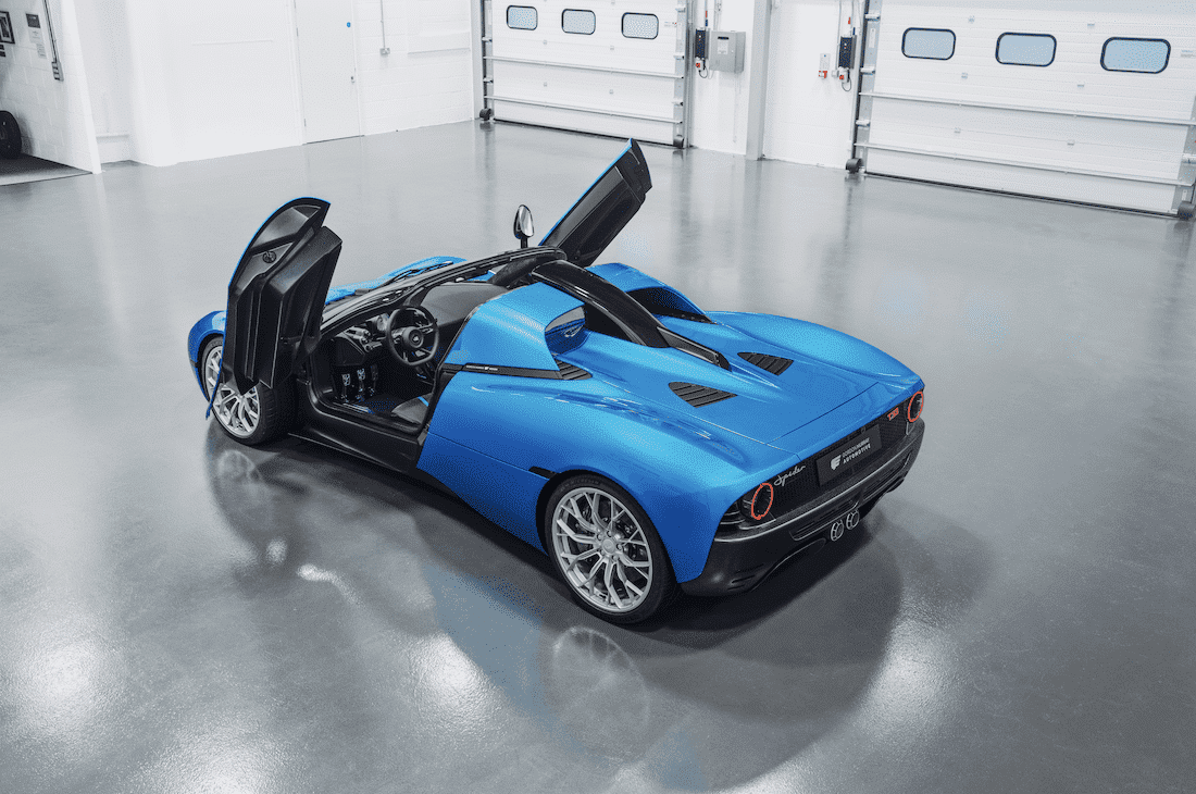 The GMA T.33 Spider is an open-top V12 rocket on wheels
