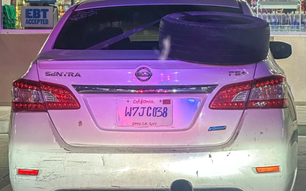 California police pulls over Nissan for fake license plate, turns out it's a hand-drawn license plate