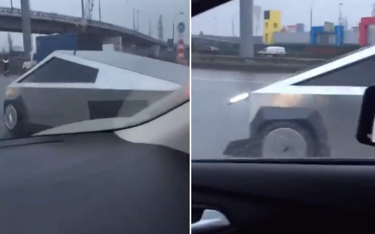 Homemade Tesla Cybertruck driving down highway goes viral and sparks thousands of internet jokes