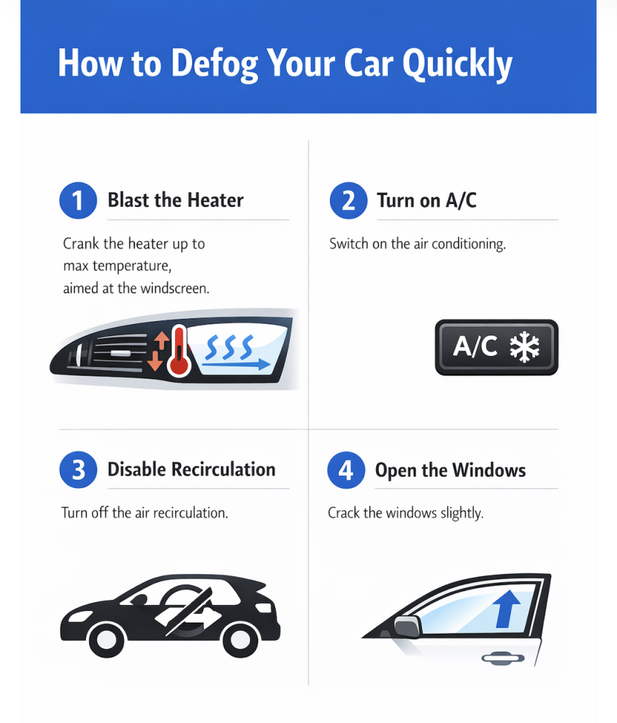 How to defog your car - viral hack infographic