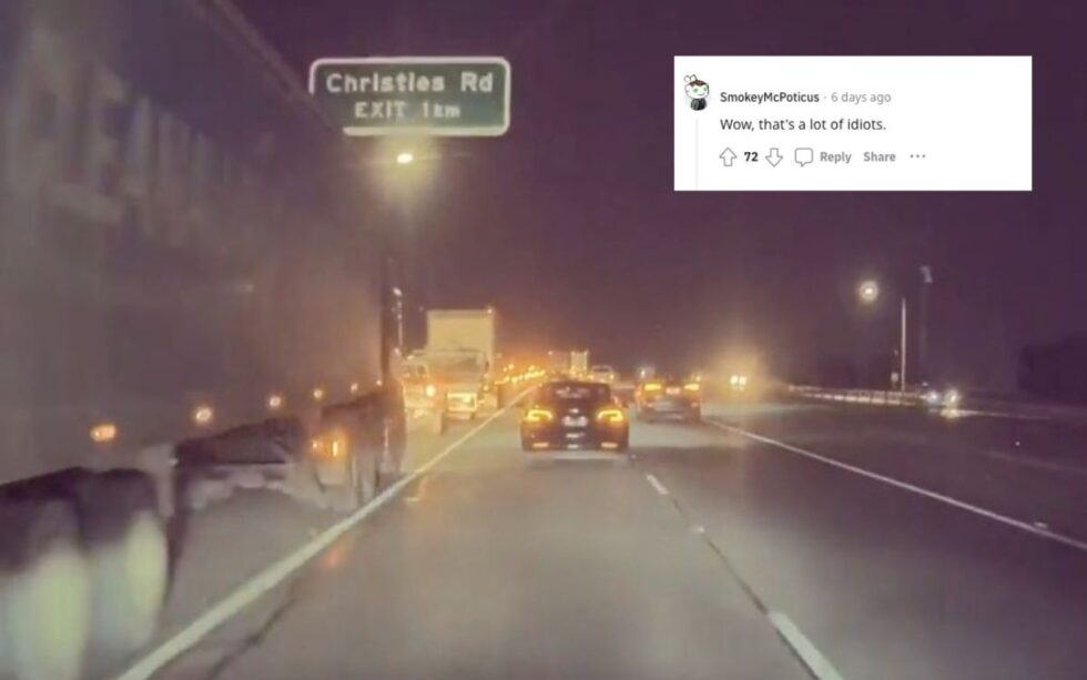 Driver captures hilarious highway fail on his dash cam