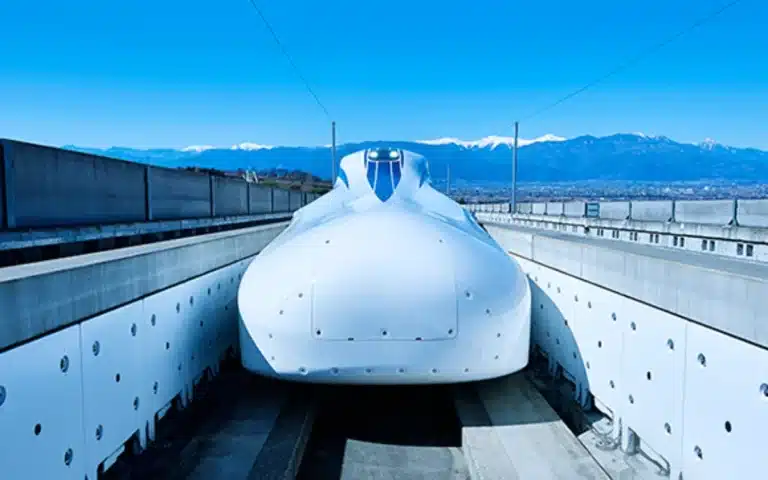 Footage of Japan's new train zooming down the track at 310mph leaves spectators speechless