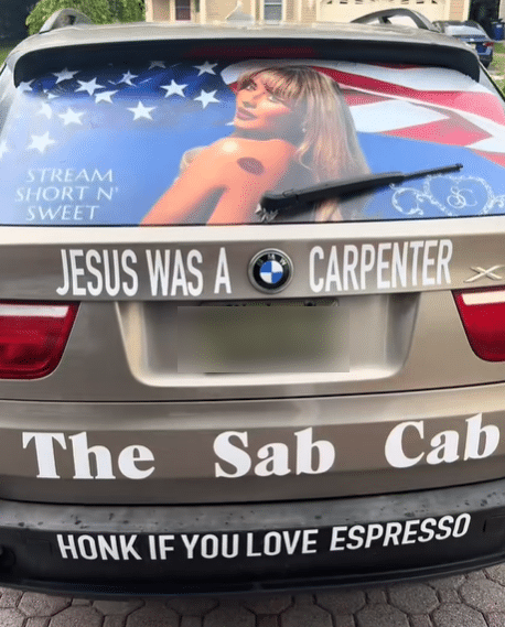 A Sabrina Carpenter superfan from New Jersey has found viral fame after converting his BMW X5 into a traveling tribute to her, dubbed The Sab Cab