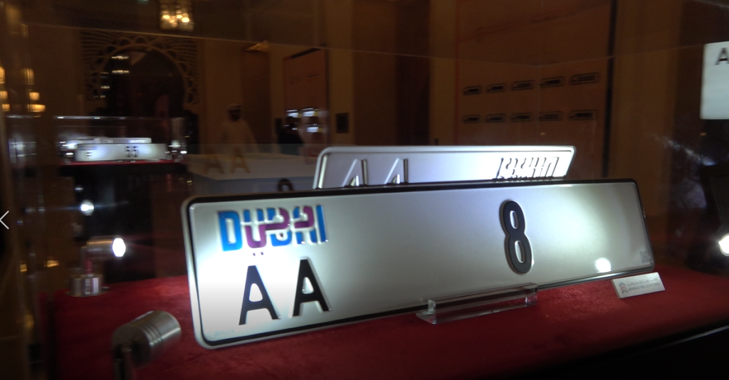 The AA8 number plate in a display unit.