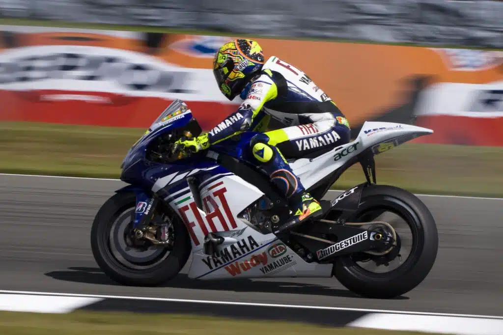 Rossi competing in the 2008 round at Donington Park, UK.