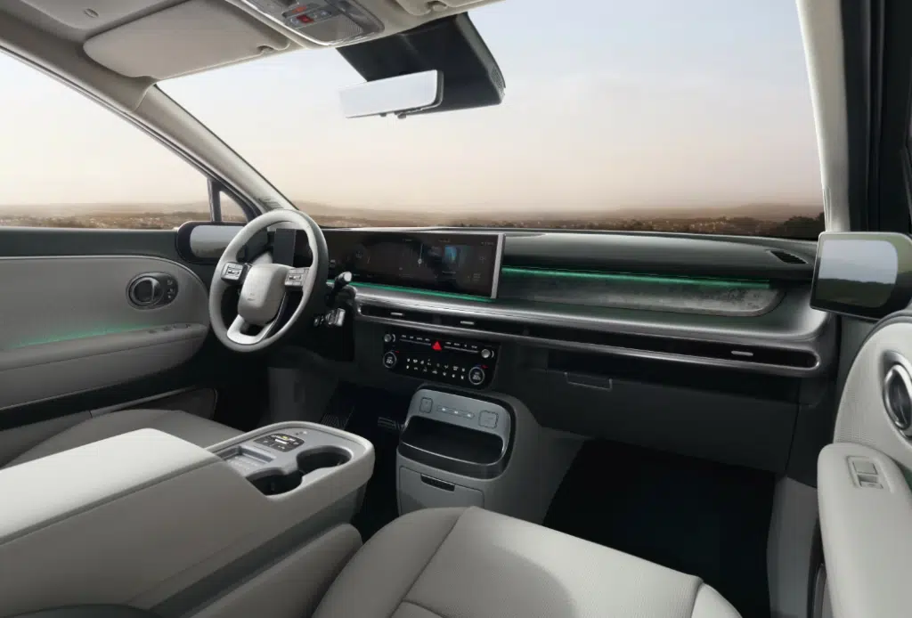 Man sitting in driver seat of Hyundai Ioniq9 realizes it has unprecedented new feature