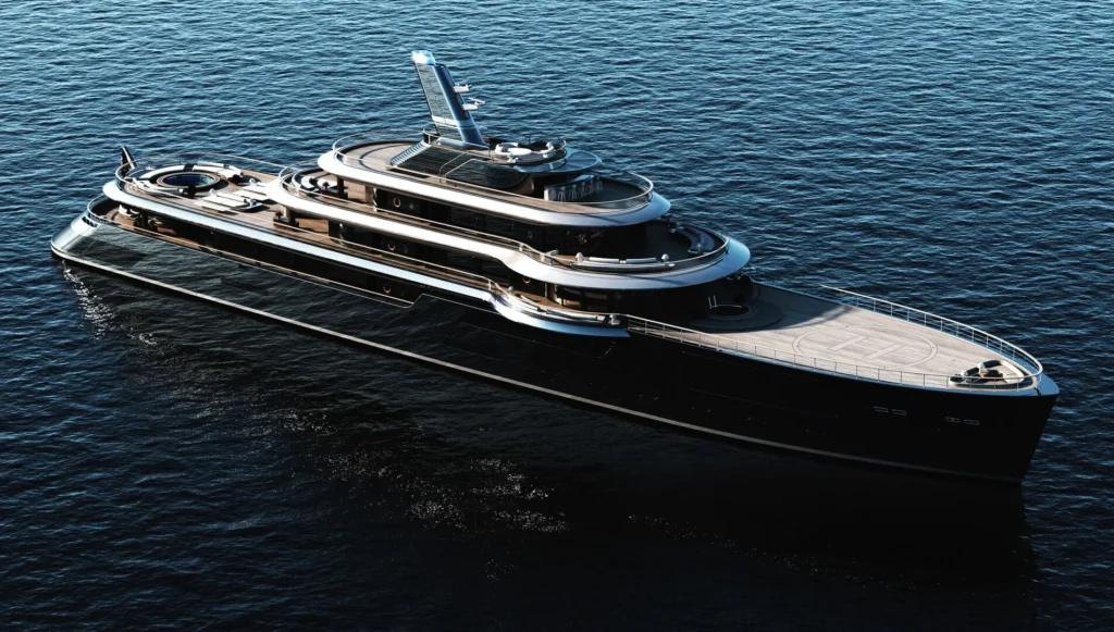 Designer unveils luxurious 328ft superyacht slash gigayacht concept with 10 guest cabins, two Jacuzzis and a helipad