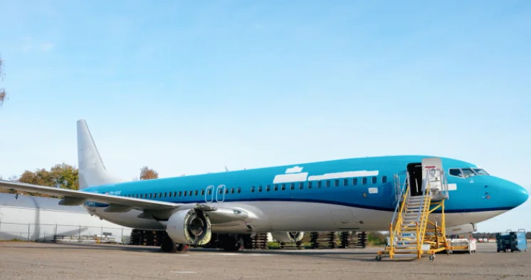 KLM Royal Dutch Airlines give emotional farewell to its first Boeing 737-800 as it's retired