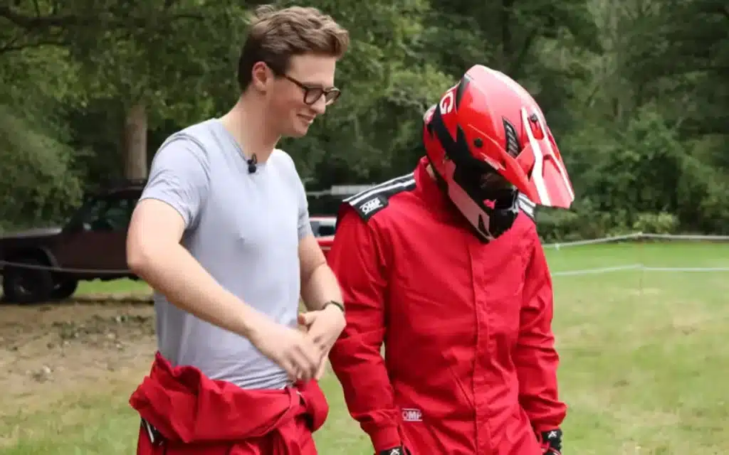 YouTuber Max Fosh sneaks F1 driver Jack Aitken into a lawnmower race, only for locals to outdrive him and claim bragging rights