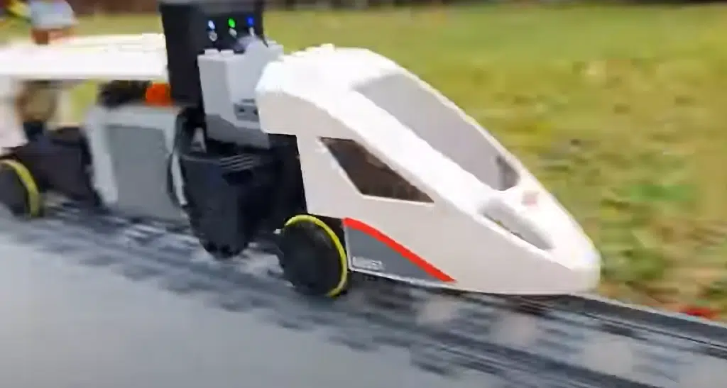 Man attempts to break world record with the world's fastest LEGO train