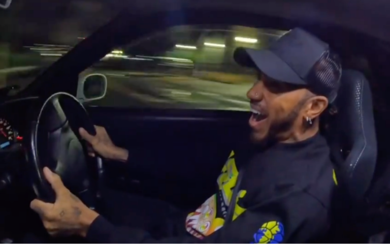 Lewis Hamilton having fun in rented Nissan Skyline R34 GT-R