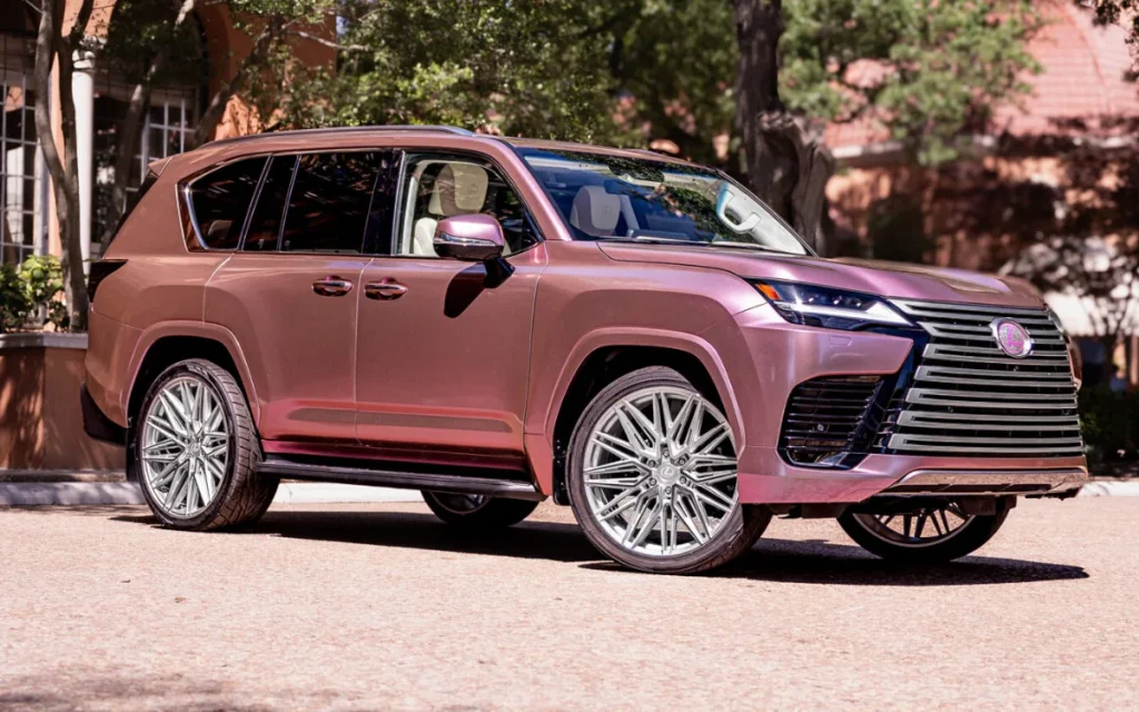 The Lexus Glam LX concept vehicle is a fashionista’s dream, complete with its own dressing room, trunk vanity, and manicure station